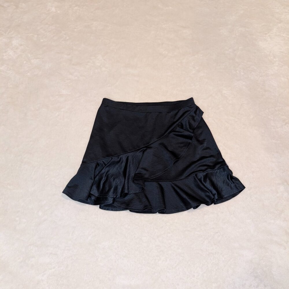 Express Ruffled Navy Mini Skirt - Picture 2 of 7